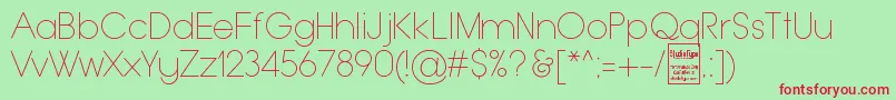 Fonte TypoGroteskThinDemo – fontes vermelhas em um fundo verde