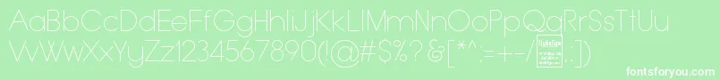Fonte TypoGroteskThinDemo – fontes brancas em um fundo verde