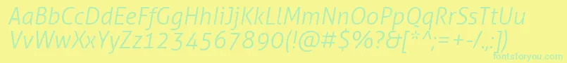 AllerLightItalic-Schriftart – Grüne Schriften auf gelbem Hintergrund