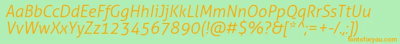 AllerLightItalic-Schriftart – Orangefarbene Schriften auf grünem Hintergrund