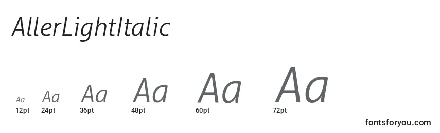 Размеры шрифта AllerLightItalic