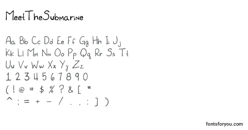 Schriftart MeetTheSubmarine – Alphabet, Zahlen, spezielle Symbole