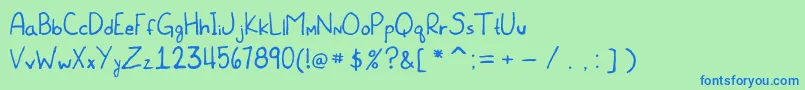 フォントMeetTheSubmarine – 青い文字は緑の背景です。