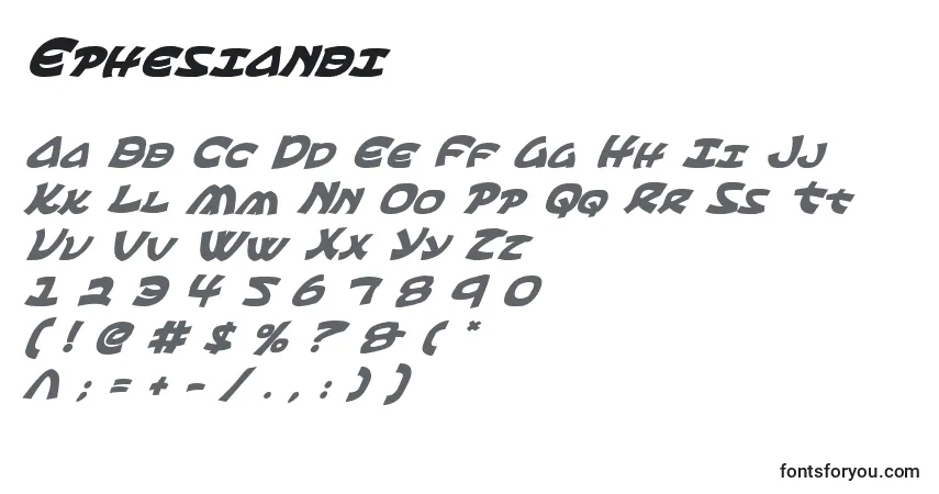 Schriftart Ephesianbi – Alphabet, Zahlen, spezielle Symbole