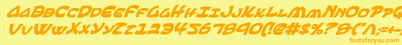 フォントEphesianbi – オレンジの文字が黄色の背景にあります。