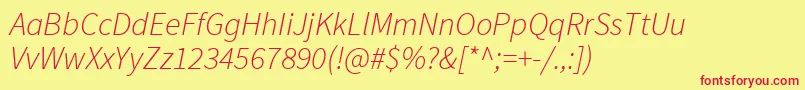 SourcesansproLightitalic Font – Red Fonts on Yellow Background