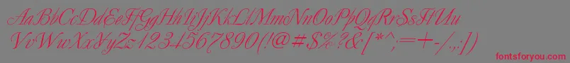 DecorItalic-Schriftart – Rote Schriften auf grauem Hintergrund