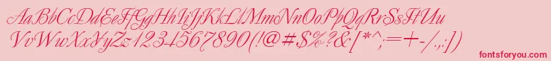 DecorItalic-Schriftart – Rote Schriften auf rosa Hintergrund