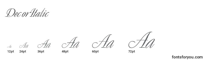 DecorItalic Font Sizes