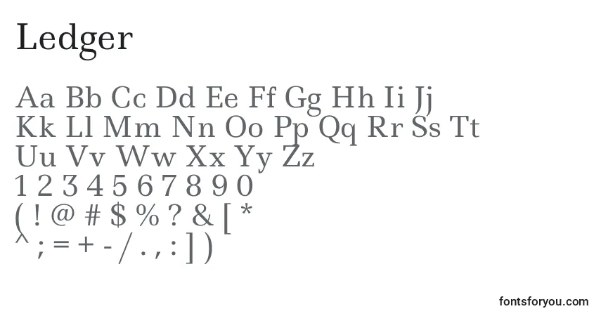 Fuente Ledger - alfabeto, números, caracteres especiales