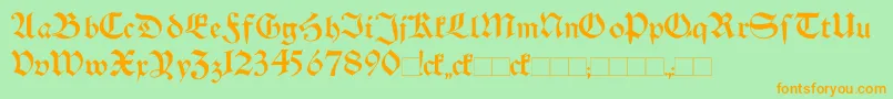 フォントSchwabenAltBold – オレンジの文字が緑の背景にあります。
