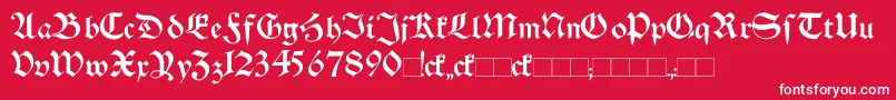 SchwabenAltBold-Schriftart – Weiße Schriften auf rotem Hintergrund