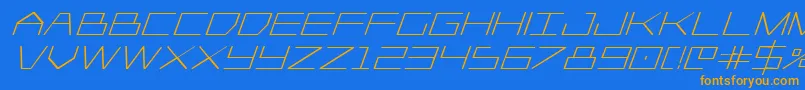 フォントPlayer1upboldital – オレンジ色の文字が青い背景にあります。