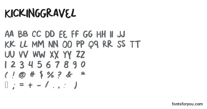 Czcionka KickingGravel – alfabet, cyfry, specjalne znaki