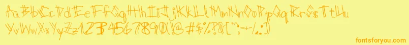Czcionka ScratchRegular – pomarańczowe czcionki na żółtym tle