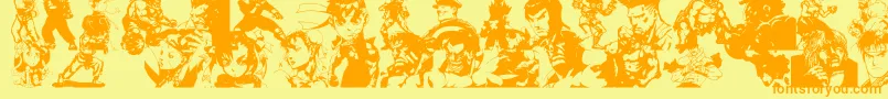 SuperStreetFighter Font – Orange Fonts on Yellow Background