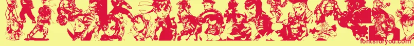 SuperStreetFighter Font – Red Fonts on Yellow Background