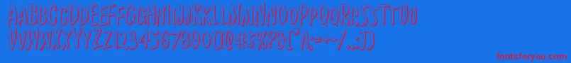 Kennebunkport3D-Schriftart – Rote Schriften auf blauem Hintergrund