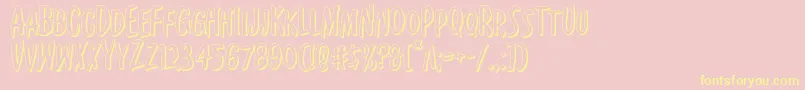 Kennebunkport3D-Schriftart – Gelbe Schriften auf rosa Hintergrund