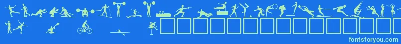 Athletes Font – Green Fonts on Blue Background