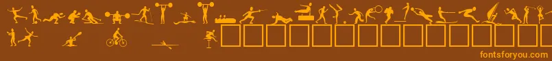 Athletes Font – Orange Fonts on Brown Background