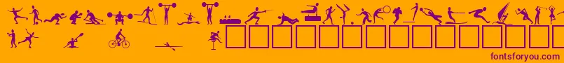 Fonte Athletes – fontes roxas em um fundo laranja