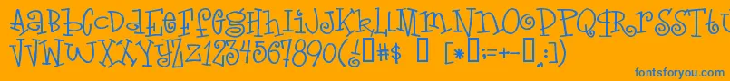 Loveletters Font – Blue Fonts on Orange Background