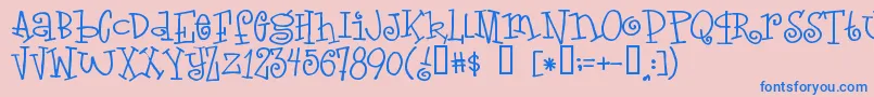 フォントLoveletters – ピンクの背景に青い文字