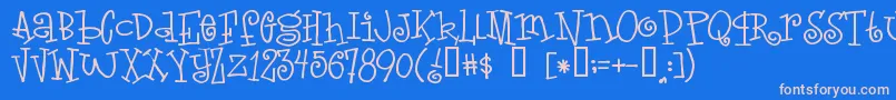 フォントLoveletters – ピンクの文字、青い背景