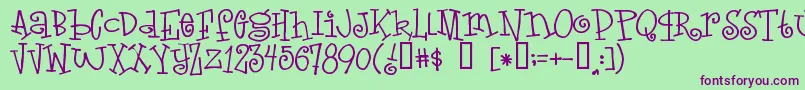 Loveletters Font – Purple Fonts on Green Background