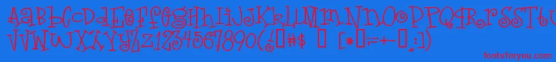 Loveletters Font – Red Fonts on Blue Background