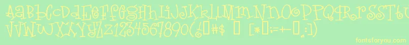Loveletters Font – Yellow Fonts on Green Background