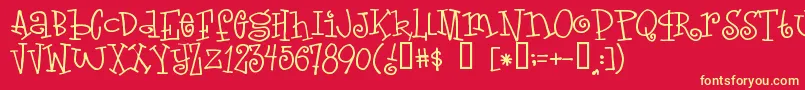 Loveletters Font – Yellow Fonts on Red Background