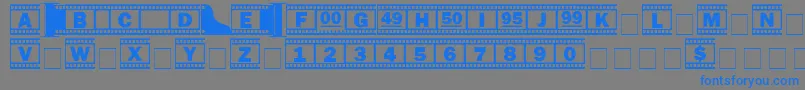 フォントFilmstrip – 灰色の背景に青い文字