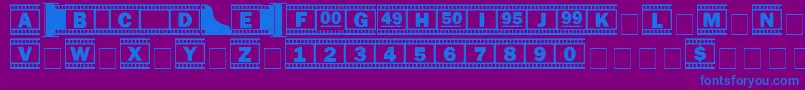 フォントFilmstrip – 紫色の背景に青い文字