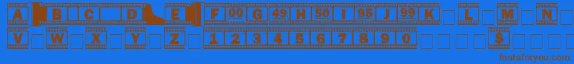 Filmstrip Font – Brown Fonts on Blue Background