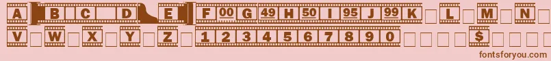 Fonte Filmstrip – fontes marrons em um fundo rosa