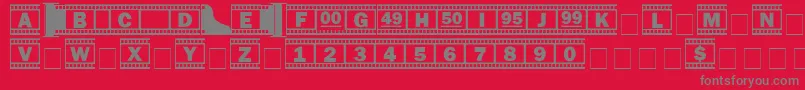 Filmstrip-Schriftart – Graue Schriften auf rotem Hintergrund