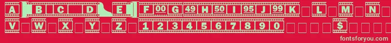 Filmstrip Font – Green Fonts on Red Background