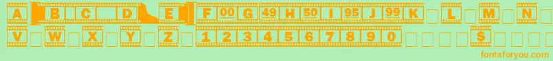 Fonte Filmstrip – fontes laranjas em um fundo verde