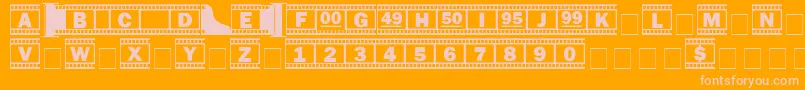 Filmstrip-Schriftart – Rosa Schriften auf orangefarbenem Hintergrund