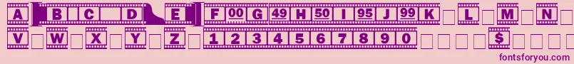 Filmstrip-Schriftart – Violette Schriften auf rosa Hintergrund