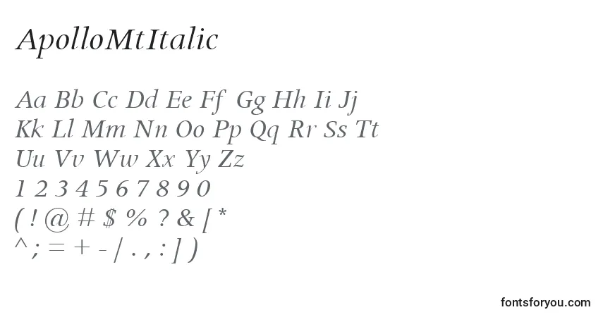 Schriftart ApolloMtItalic – Alphabet, Zahlen, spezielle Symbole