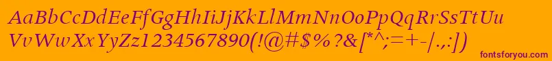 ApolloMtItalic Font – Purple Fonts on Orange Background