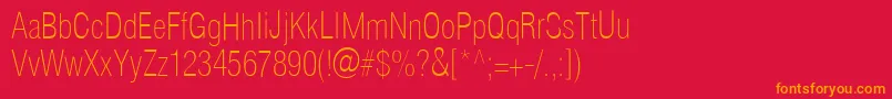 Helioscondthin Font – Orange Fonts on Red Background