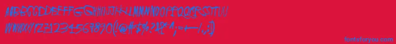 ScreamingRed2-Schriftart – Blaue Schriften auf rotem Hintergrund