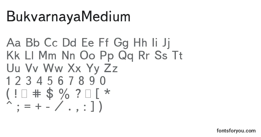 Czcionka BukvarnayaMedium – alfabet, cyfry, specjalne znaki