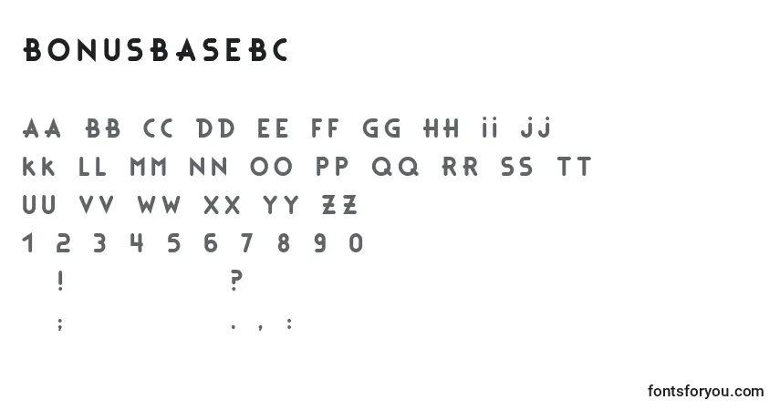A fonte BonusBaseBc – alfabeto, números, caracteres especiais