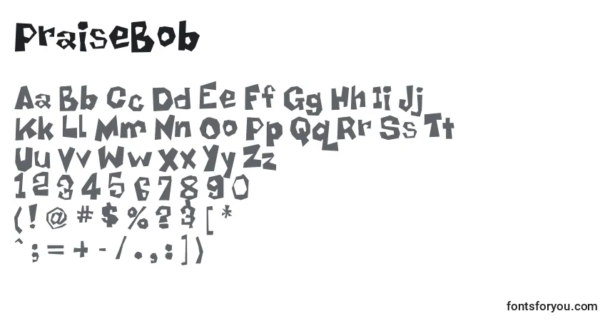 Schriftart PraiseBob – Alphabet, Zahlen, spezielle Symbole