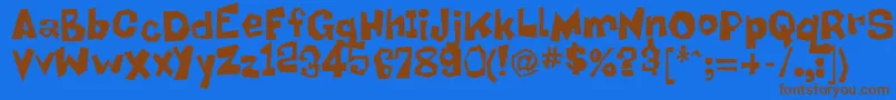 フォントPraiseBob – 茶色の文字が青い背景にあります。